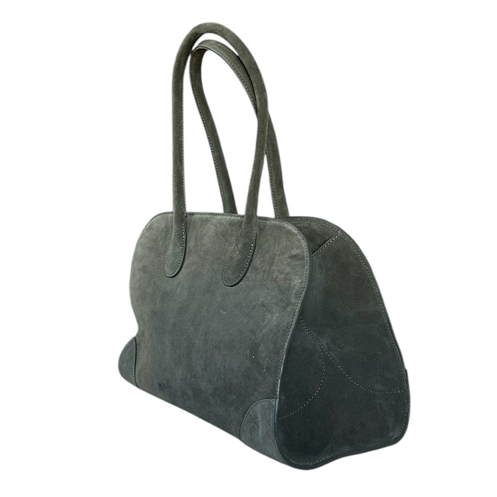 NWT COS Small Gray Suede Studio Bowling Shoulder Bag - Picture 2 of 6